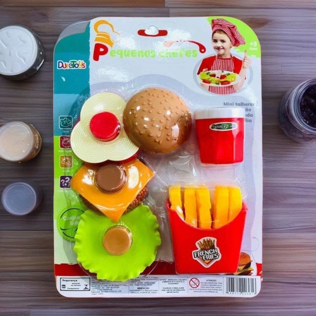 Brinquedo Cozinha Lanche Infantil  Fast Food Sanduiche Batata Suco Hamburguer