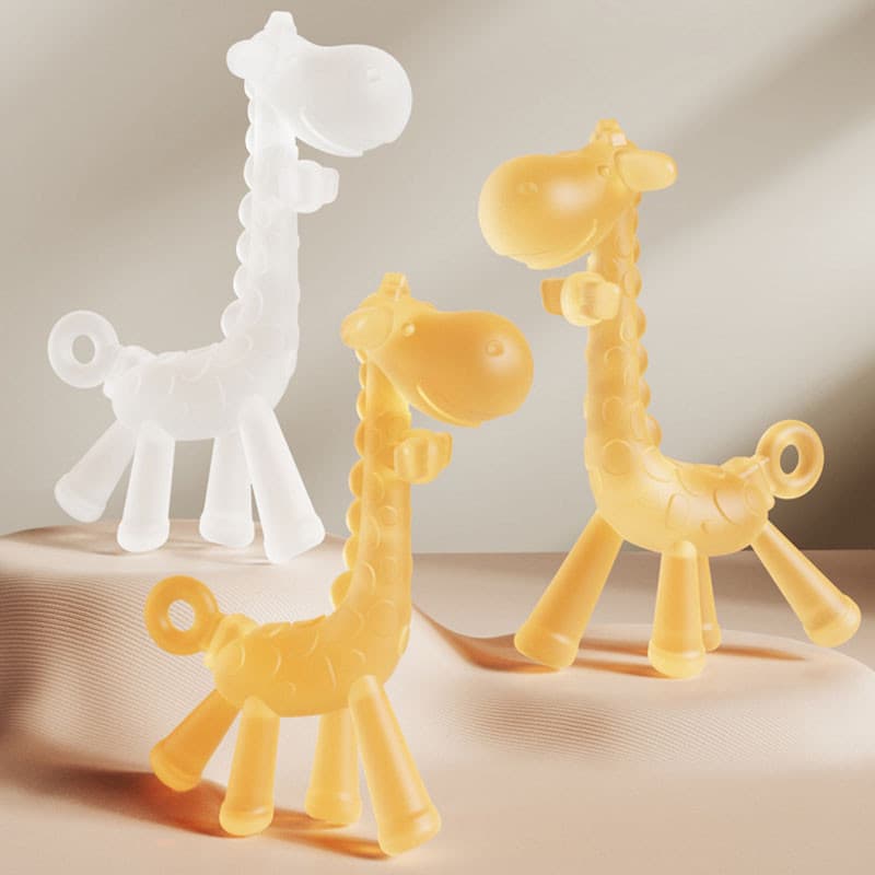Bebê Girafa Moagem Haste Silicone Grau Alimentício Anti Mordida Adesivo Calmante Goma Brinquedo