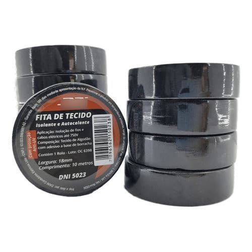 10 Fita Isolante Tecido Chicote Lonada Dni C/ Cola Antichama