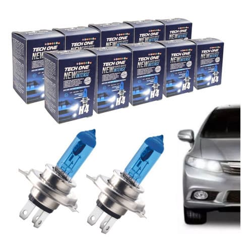 Kit 10 Lâmpadas Super Branca H4 8500k 12v 55w Techone