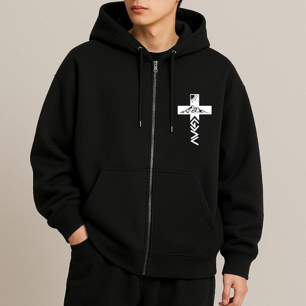 Moletom Zíper C/Capuz Style Casual Despojado Unissex Moda Inverno Gospel Estampado Streetwear Forrado