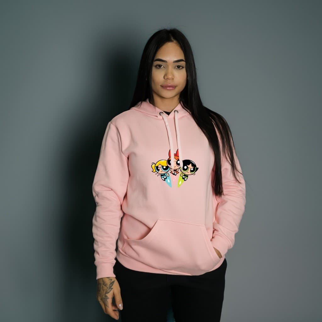 Blusa Blusão Moletom Canguru Superpoderosas Unisex Masculino e Feminino 60% Algodão Compre de Quem Fabrica C/ Qualidade