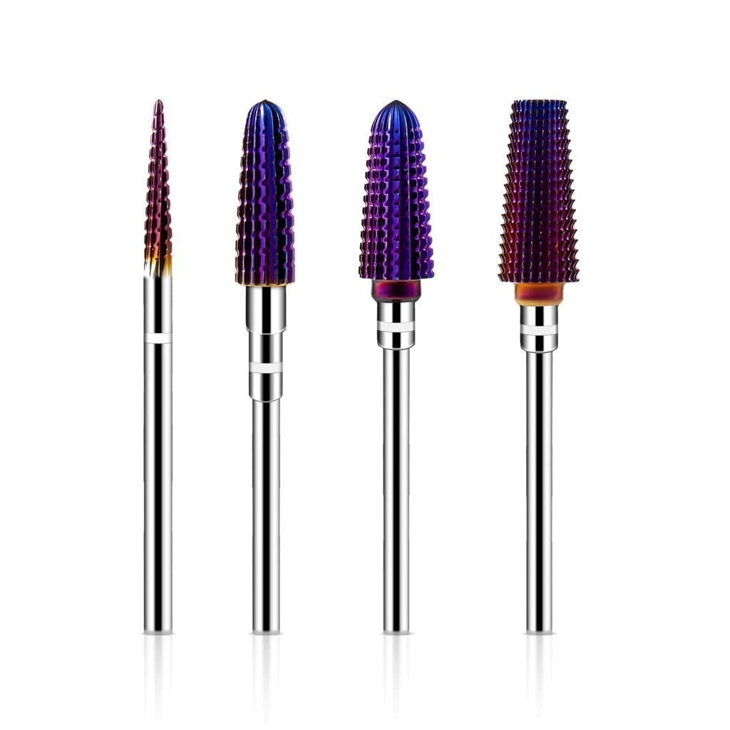 Kit 4 Brocas Cônica De Metal Duro De Tungstênio Púrpura Bits De Unhas De 3/32 " Para Lixa Manicure Removedor De Gel