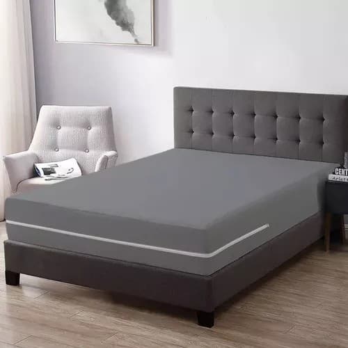 Capa P Colchão Cama Box Cinza Protetor Antiácaro Com Zíper Solteiro Casal Queen Resistente Lavável