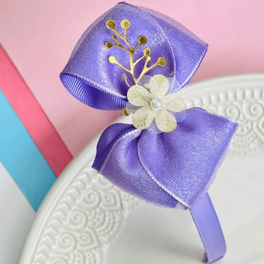 Tiara infantil lilás / Tiara luxo / arco infantil/ arco de cabelo /lilas /Tiara organza com flor /CR