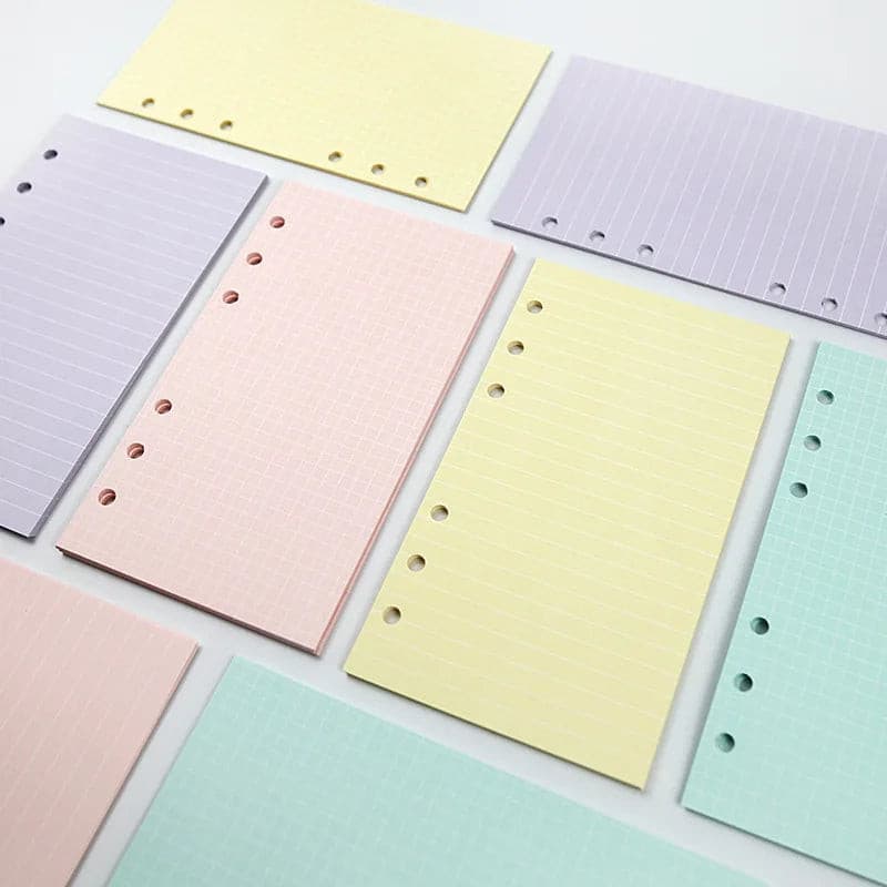 2025 40Sheet Kawaii  A6 Loose Leaf Notebook Refill Spiral Binder Index Paper Inner Pages Daily Planner Line Grid Blank