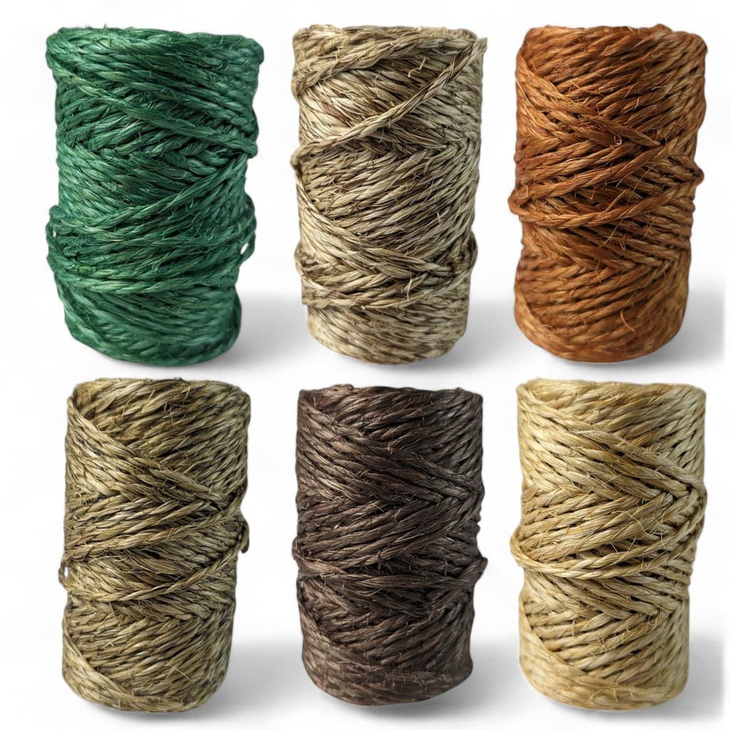 Fio de Sisal Barbante 3mm Rolo 100g 30 metros Tingido Rasado Acabamento Fino 700/2 Colorido