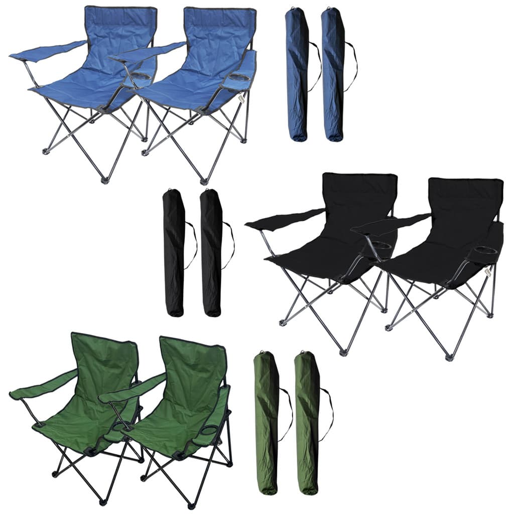 2 Cadeiras Banco Banqueta Pesca Camping Praia com Apoio de Braço e Porta Copos Importway Iwcdc kt2