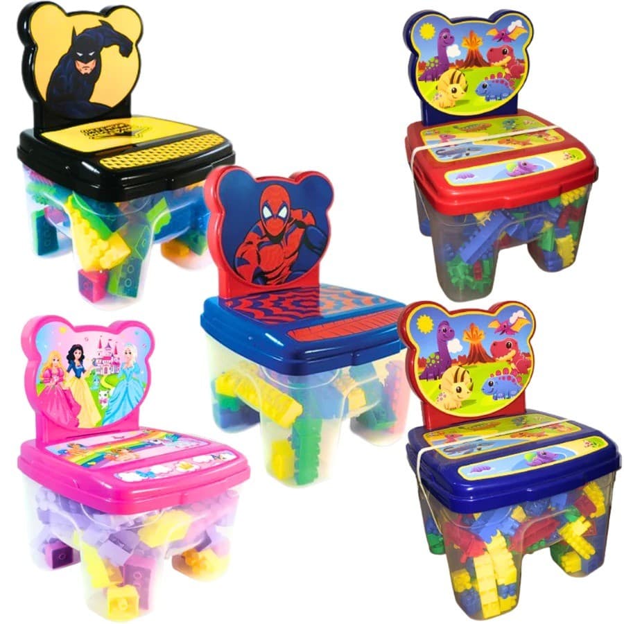 Cadeirinha Com Blocos De Montar Infantil 24 Peças Brinquedo De Encaixe Cadeira Didática para Bebês