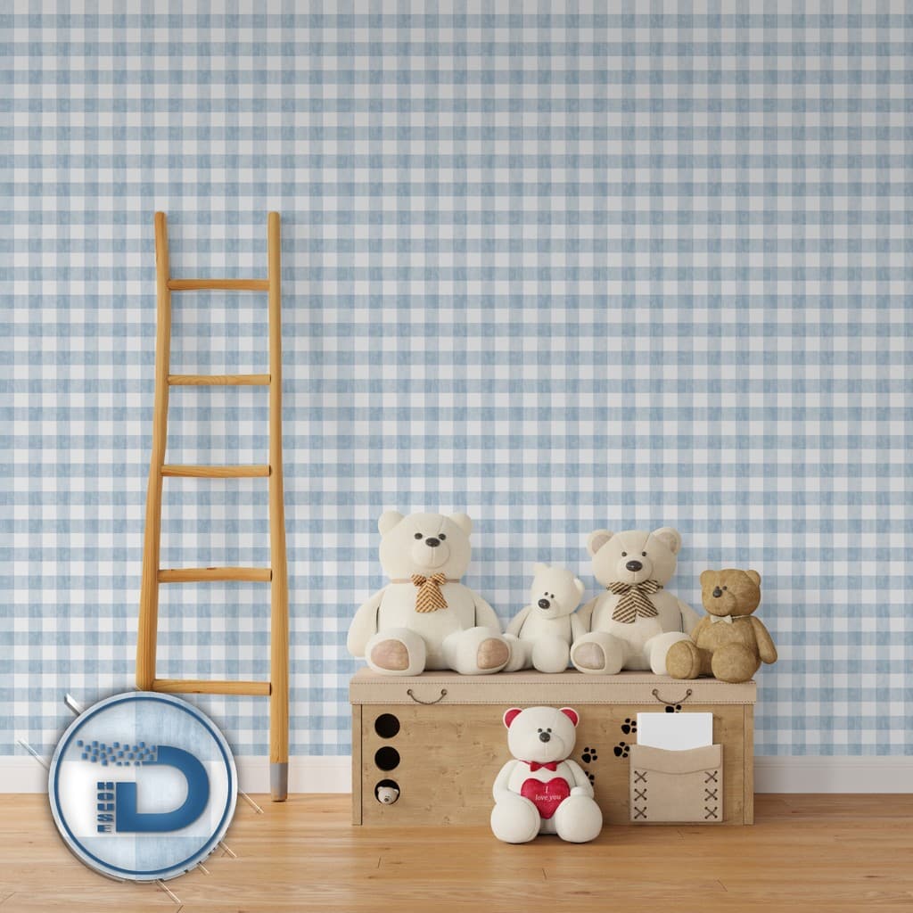 Papel de Parede Auto Adesivo Infantil Xadrez Azul 1,00m x 0,50cm un