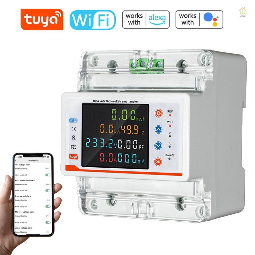 Disjuntor Inteligente Tuya WiFi Medição Bidirecional Interruptor De Recuperação Do Medidor De Energia Com Múltiplas Prot