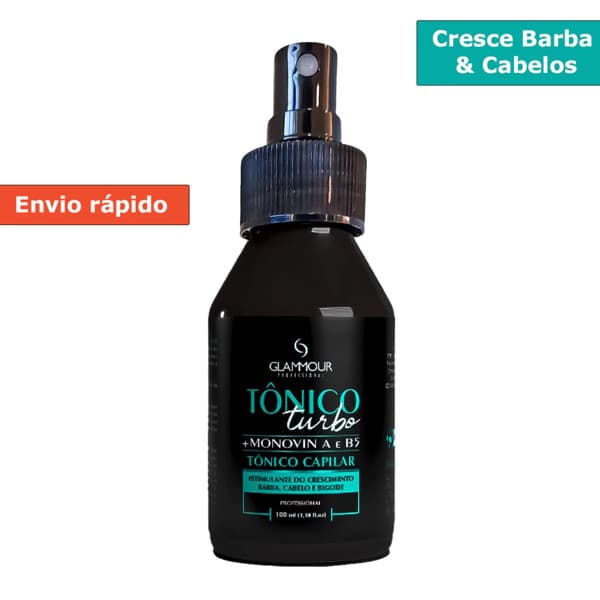 Tônico Turbo: Crescimento Rápido para Cabelos, Barba e Bigode 100ml