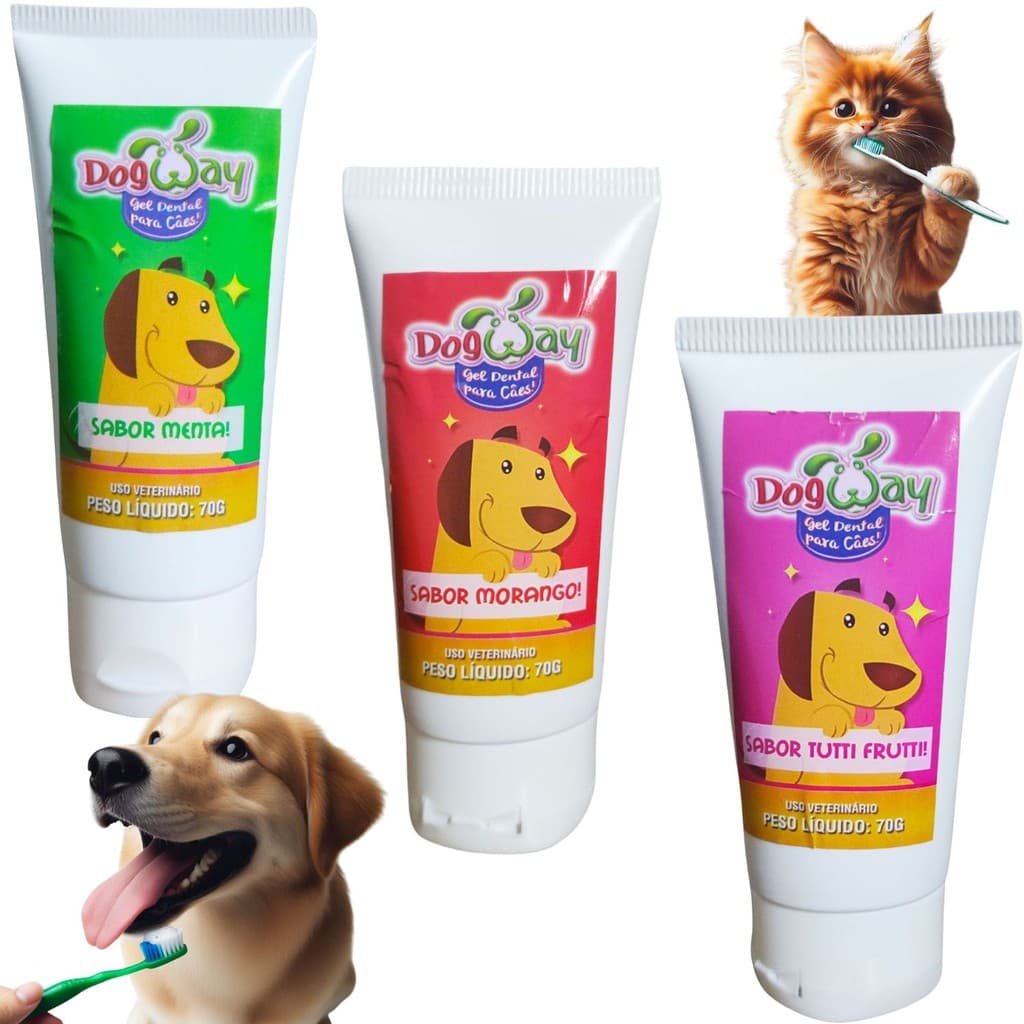 Creme Dental Gel Sabores Dog 70g Cachorro Cães Pet Oferta