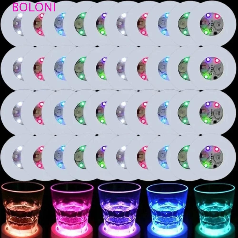 BOLONI 10 Unidades De Porta-Copos Luminoso , Tapete Leve Para Copo De Vinho Brilhante LED , Adesivo Alimentado Por Bater