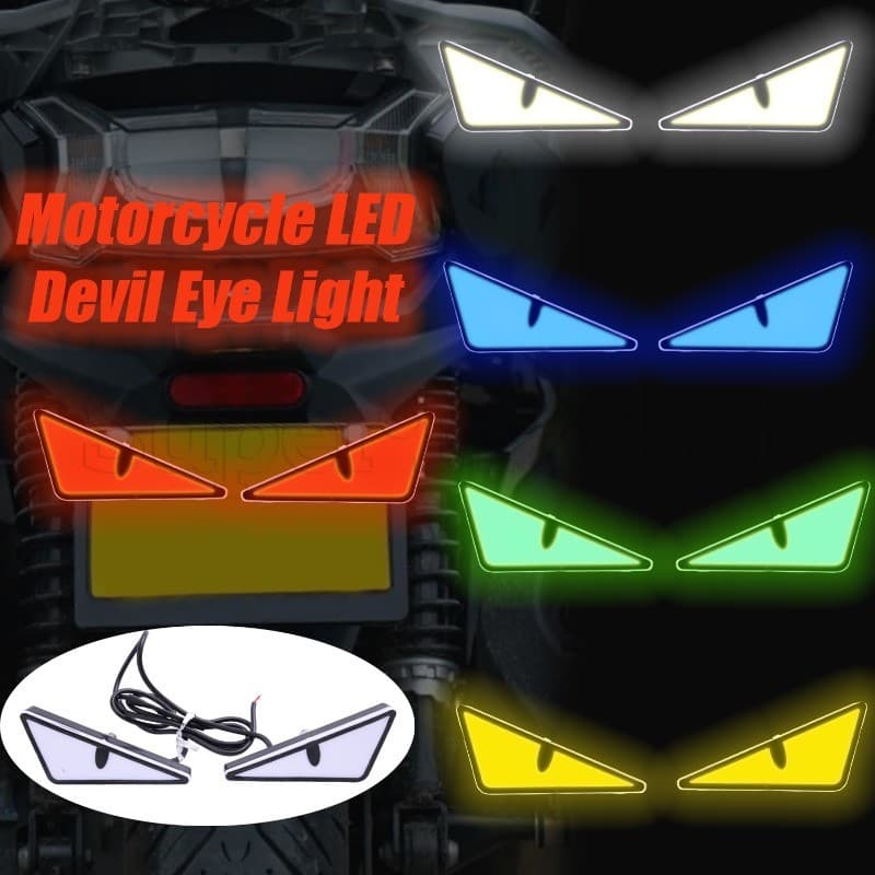 [Destaque] Faróis De Olhos Do Diabo Para Motocicleta-Luz LED Triângulo Demon Eye De Sinalização Noturna-Lâmpada De Decor