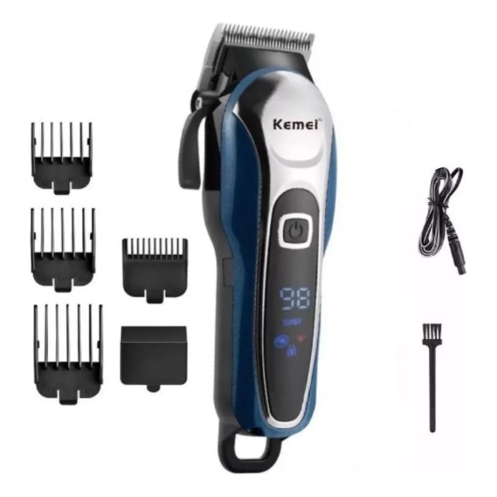 Máquina Cortar Cabelo Kemei Recarregável Profissional S/ Fio