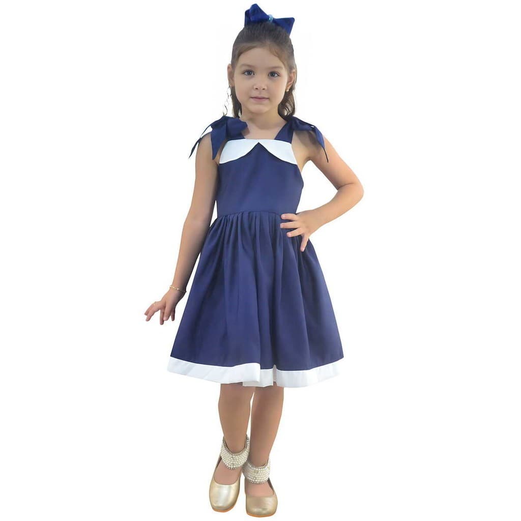 Vestido de Menina Azul Casual Elegante