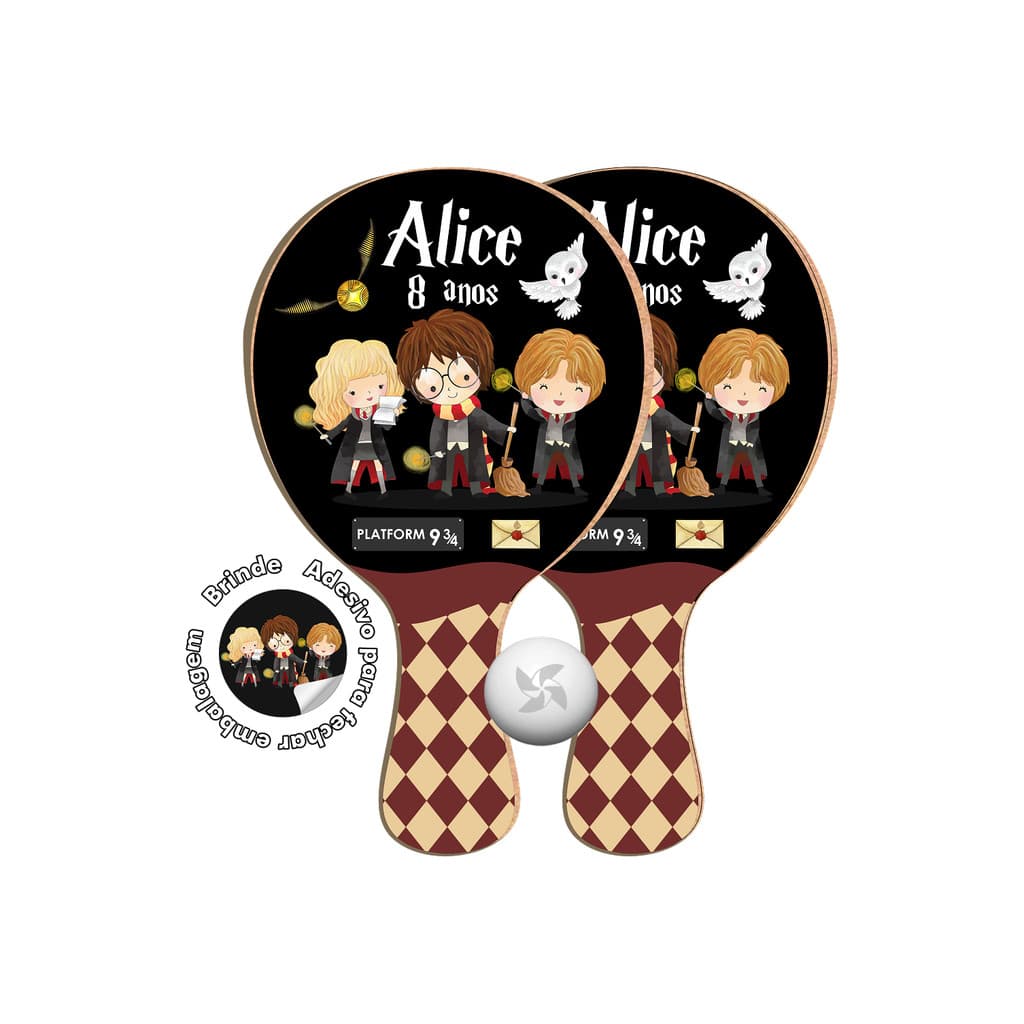7/10/15/20/25 lembrancinha Kit Raquetes Ping Pong - Harry Potter