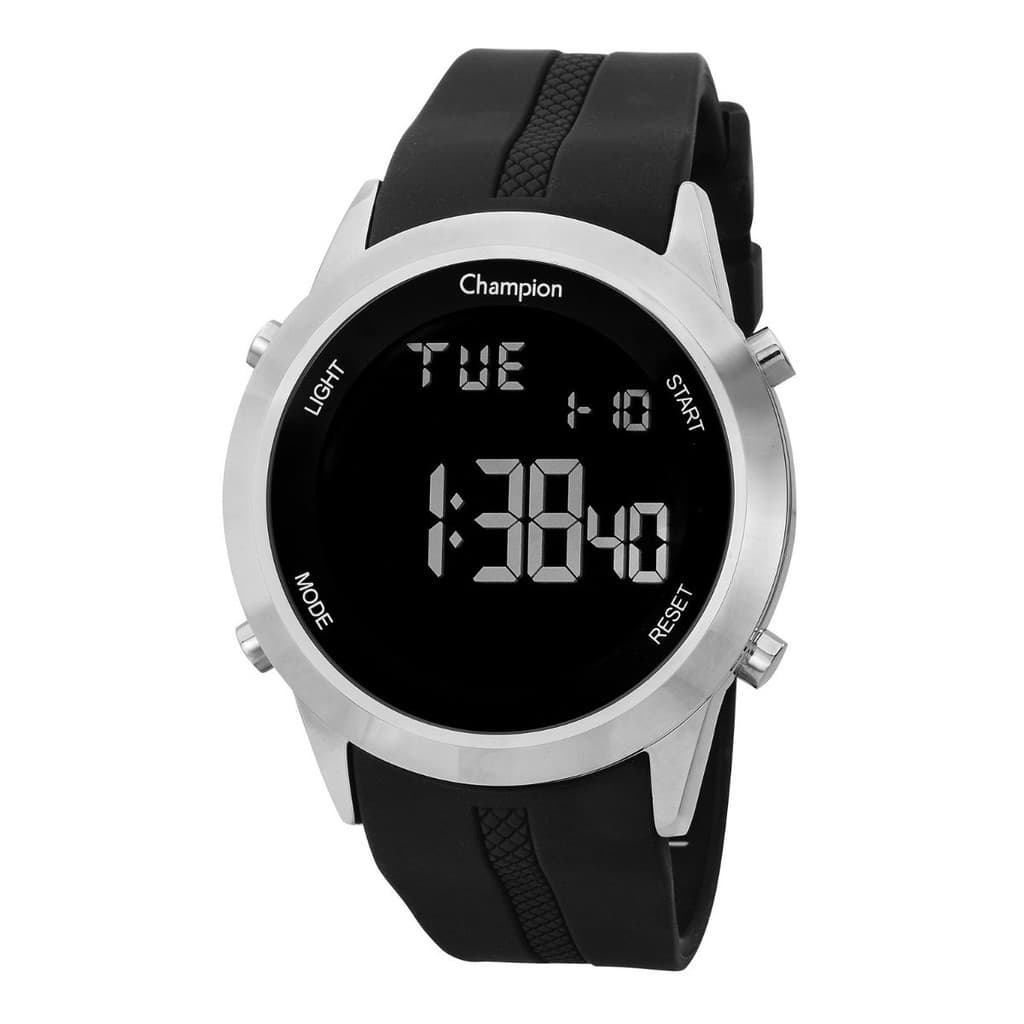 Relógio Masculino de Pulso Champion Digital Prata Silicone CH40259T Relogio Masculino Original