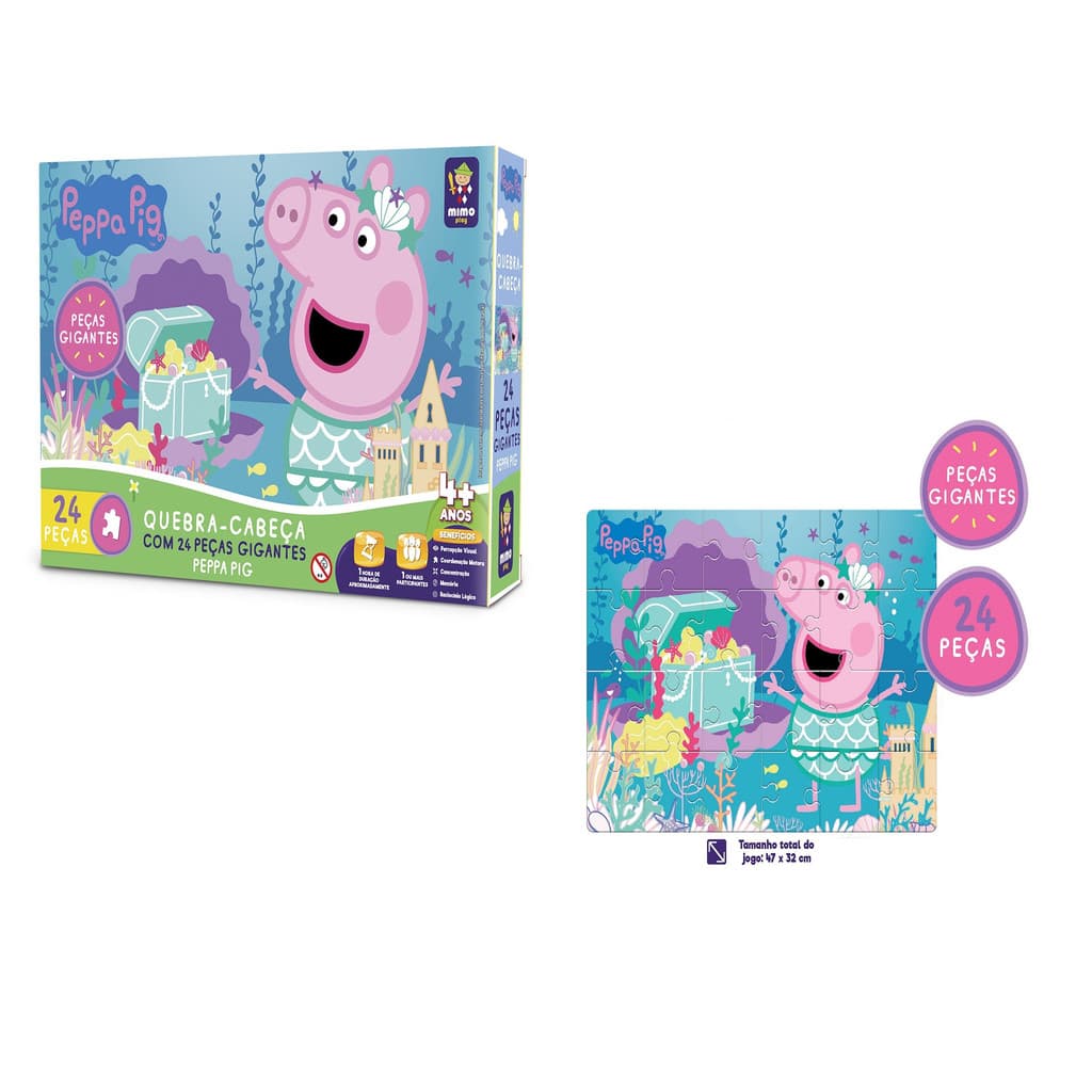 Peppa Pig Quebra Cabeça 24pças Gigante Praia Tesouro