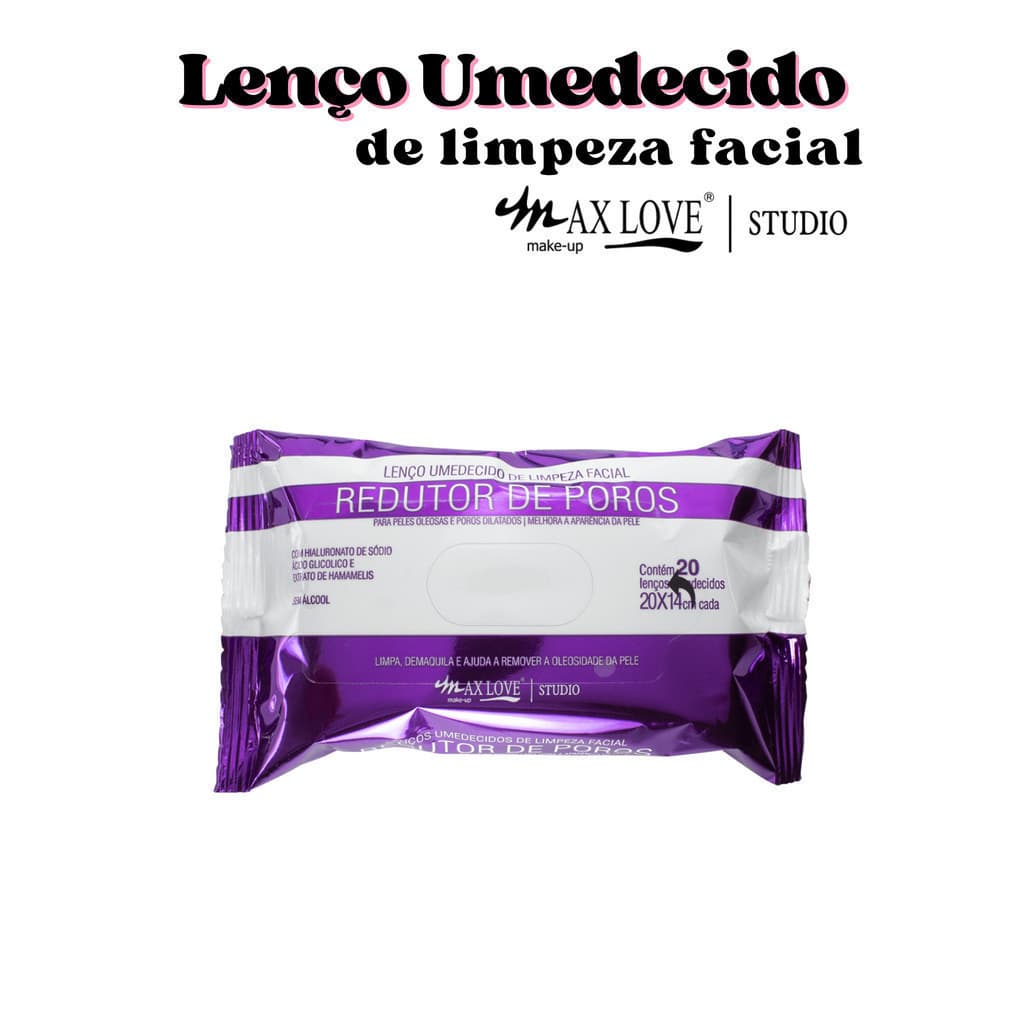 Lenço de Limpeza Facial Redutor de Poros Max Love