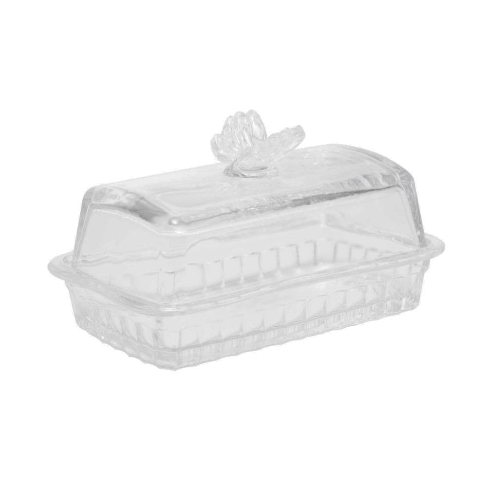 Manteigueira de Vidro Transparente com Tampa Butterfly 17×10,5x10cm Wolff