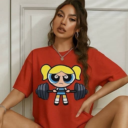 Camiseta Blusa Gym T-shirt 100% Algodão Premium Lindinha Desenho Fitness Poderosas
