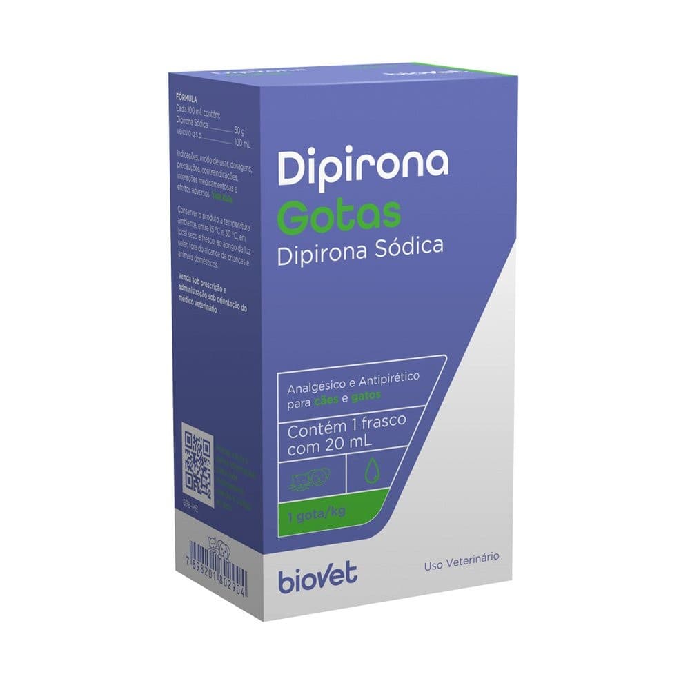 Dipirona Gotas para Cães e Gatos Biovet 20mL