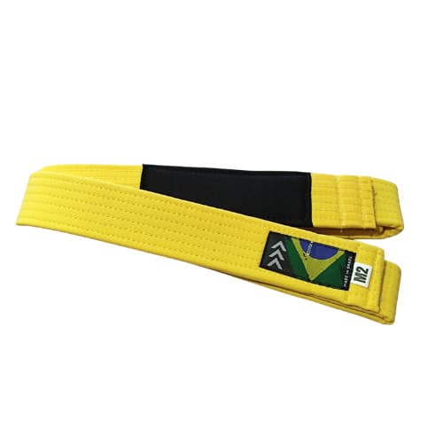 Faixa de Jiu Jitsu MK Brasil Amarela Ponta Preta