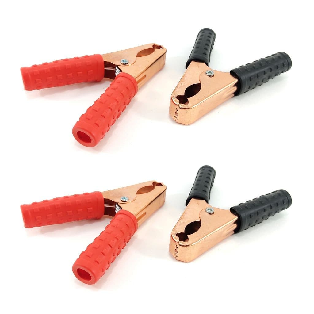 Jogo Kit 4 Garra Jacaré 50A Bateria Chupeta Clip Cabo Suporte Emborrachado