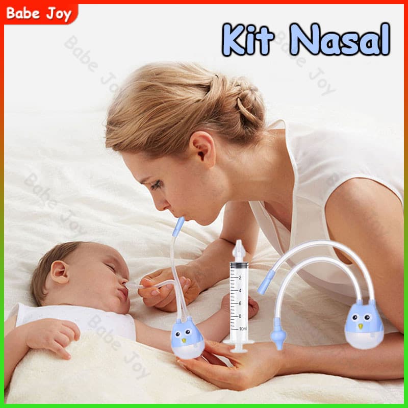 Kit de limpeza nasal para bebês contém seringa de lavagem nasal e aspirador nasal para limpeza do bebê