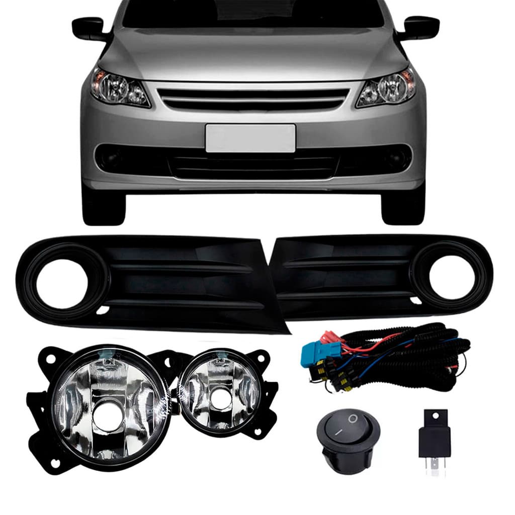 Kit Farol de Milha Neblina Gol G5 2008 a 2012 Botão Moldura