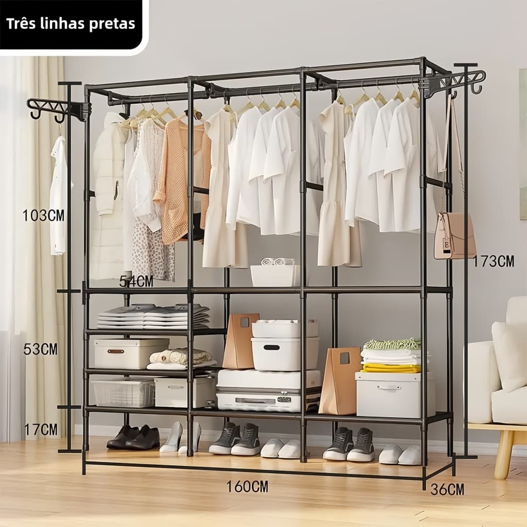 Quarda Roupa Arrara Organizadora de Roupas Aberta Guarda-Roupa Aberto