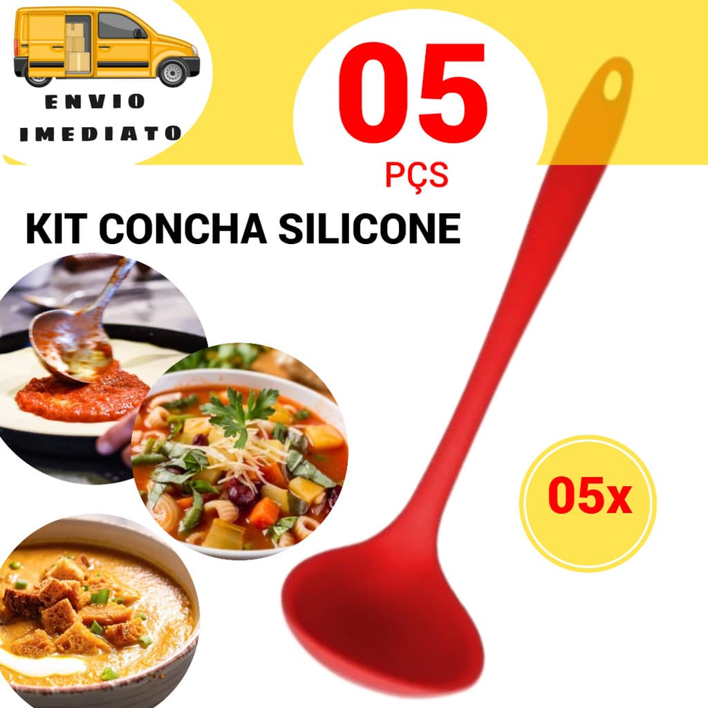 05 Concha de Silicone para Cozinha  Resistente Cozinha Restaurante Bar Buffet Atacado Aço Inoxidável