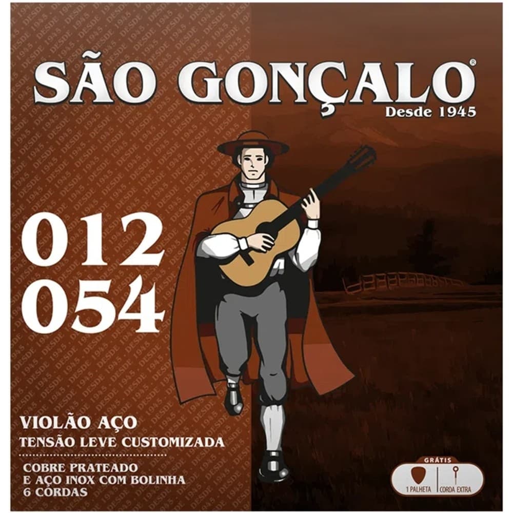 ENCORDOAMENTO SAO GONCALO VIOLAO ACO PRATA 012 C/BOLINHA