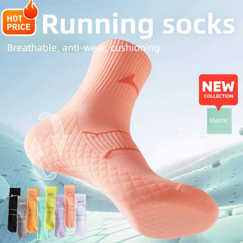 Maratona profissional correndo meias das mulheres dos homens mesmo estilo desodorante Mid-Tube antiderrapante absorção d
