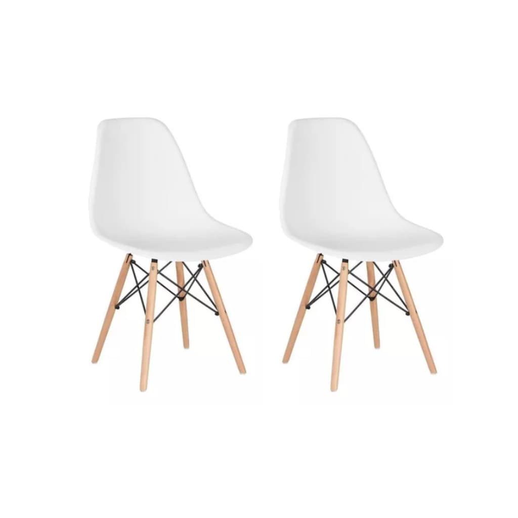 Conjunto 2 Cadeiras de jantar moderna Eames Eiffel Dkr Movescan Branca
