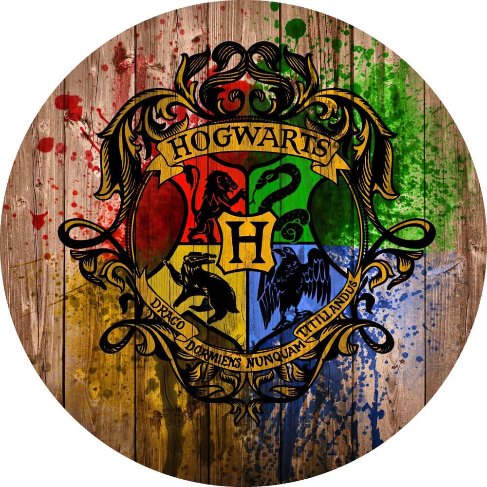 PAINEL DE FESTA HARRY POTTER REDONDO NA MEDIDA DE 1,50M DE DIAMETRO EM TECIDO SUBLIMADO