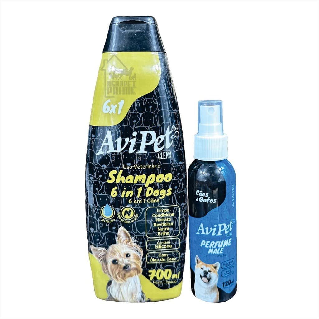 Shampoo Avipet Caes 6 em 1 + Perfume Macho