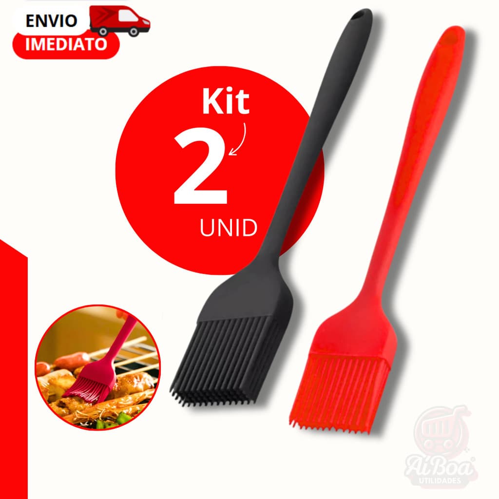 Pincel de Silicone Culinário Resistente ao Calor para Cozinha – Kit 2, 3 ou 1 unid Ideal para Untar e Grelhar