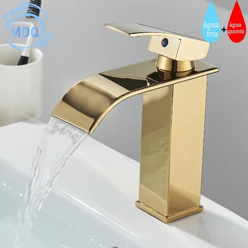 Torneira Banheiro Aço Inox Luxo Saída De Cascata