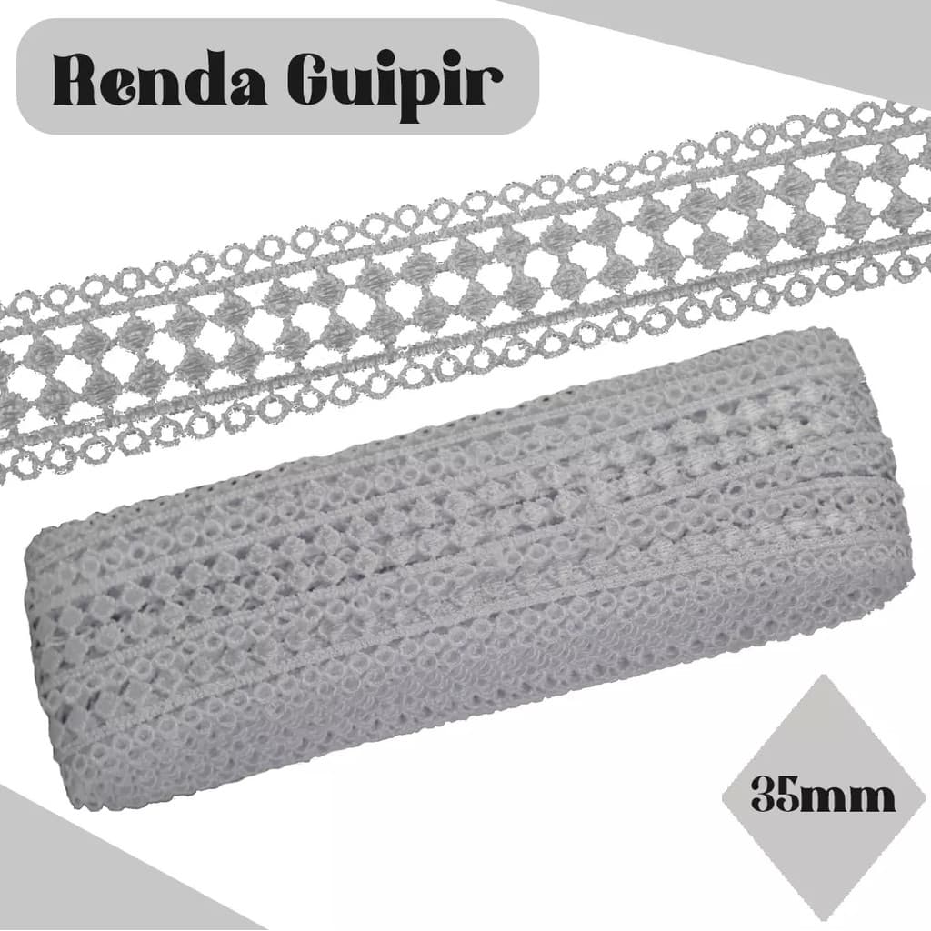 Renda Guipir CHL-469 3.5 Cm -  Rolo C/13.7 Metros Cor:Branco