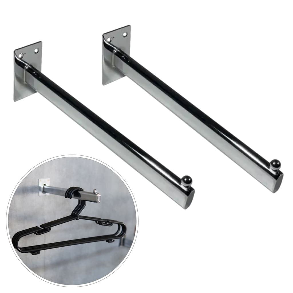 Kit 2 Araras De Parede Com Esfera Cromada Reta 40cm