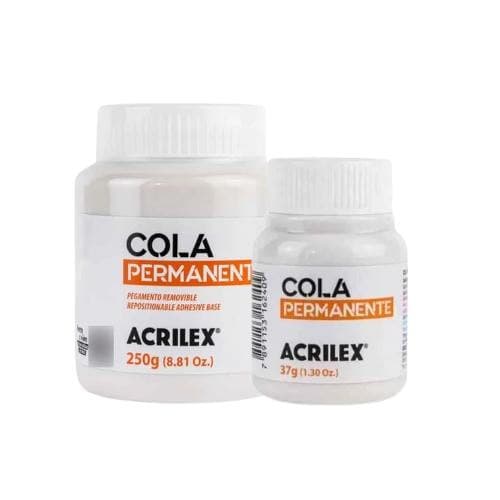 Cola Permanente Acrilex 37g e 250g | Fixação Reposicionável p/ Artesanato, Tecidos e Base de Corte Silhouette