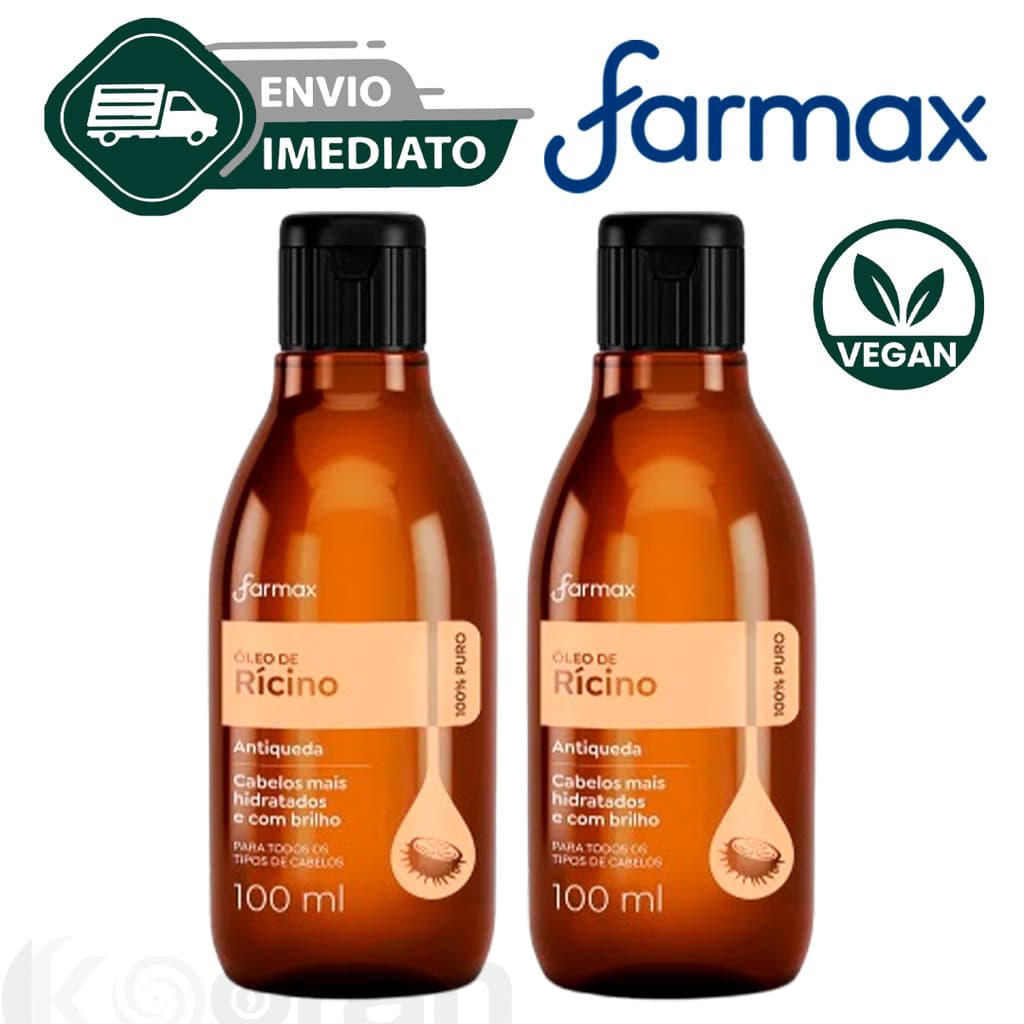 Kit C/2 Óleo de Ricino 100% Puro Capilar Farmax 100ml Vegetal Tônic Crescimento Queda Envio Imediato