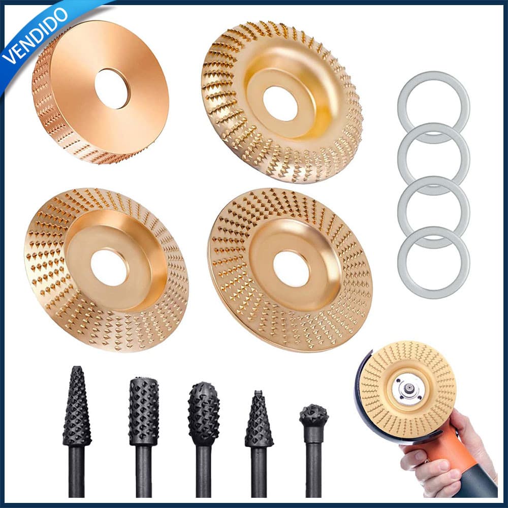 Kit de discos para entalhe em madeira para esmerilhadeira angular de 7/8" 5/8" Discos de lixa para madeira