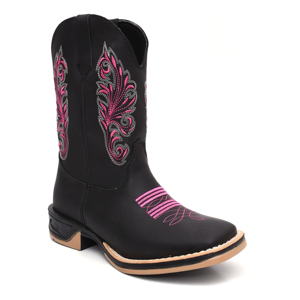Bota Country Texana Feminina Bordado Couro Legitimo