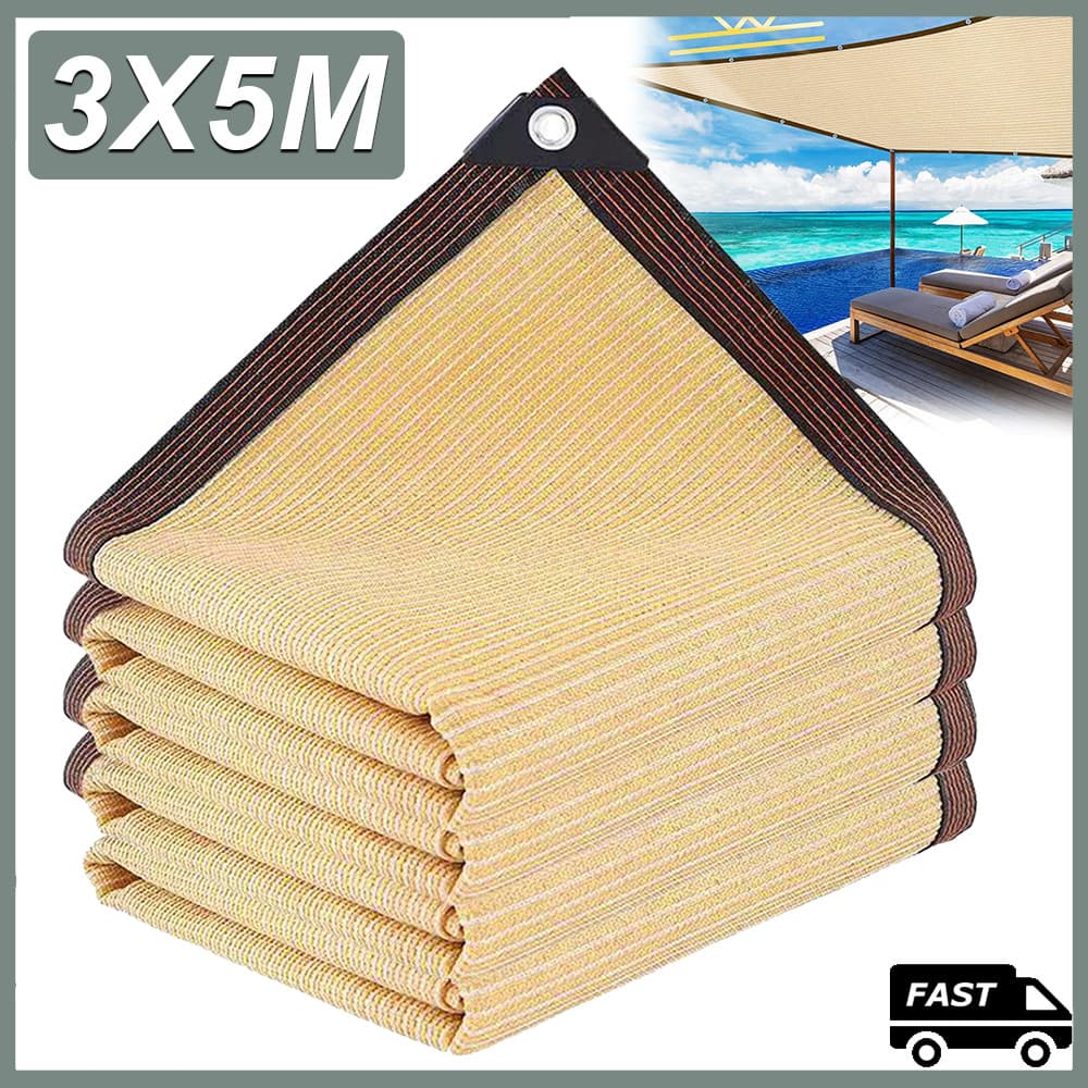 3x5m bege Cobertura para garagem Tela Sombreamento Toldo Sombrite 80% Capa Piscina