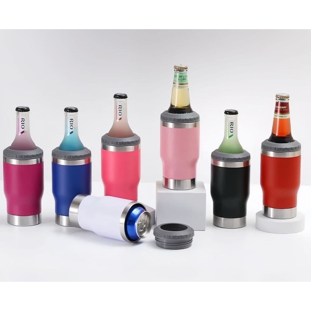 Copo termico porta long neck Conserva Gelado com duas tampas e abridor 420ml
