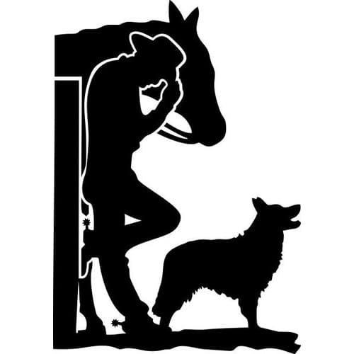 Adesivo Cowboy Com Blue Heeler - 25 X 18 Cm - Várias Cores